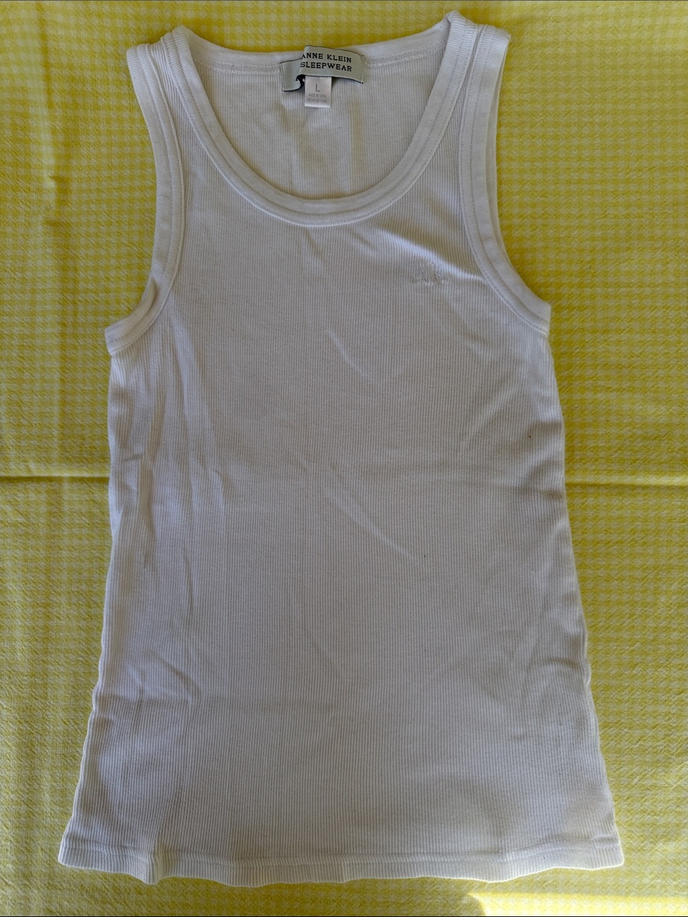 Anne Klein White Ribbed Sleeveless Tank